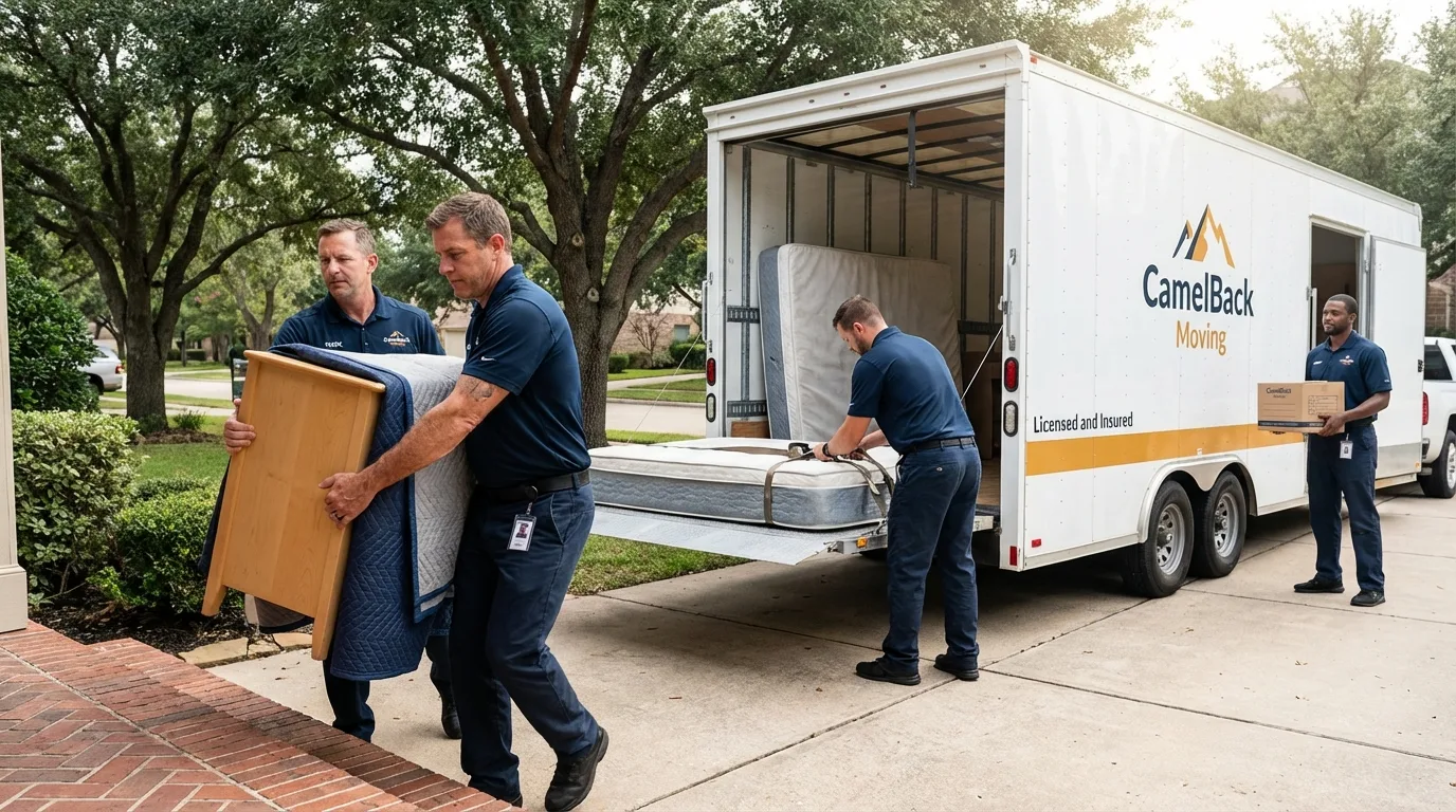 Crew loading residential truck for cross-state move from Lake Grove, NY