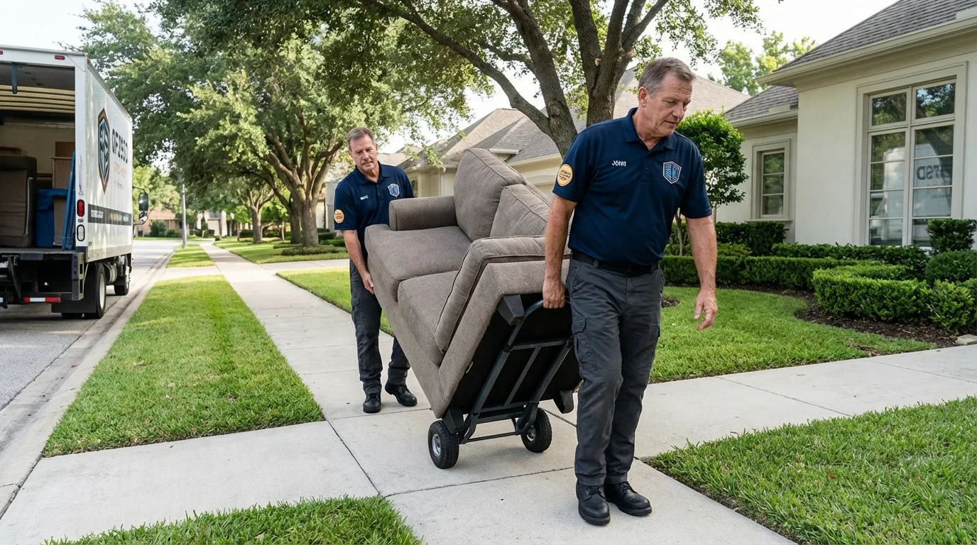 Local residential moving crew loading furniture in Lake Grove, NY